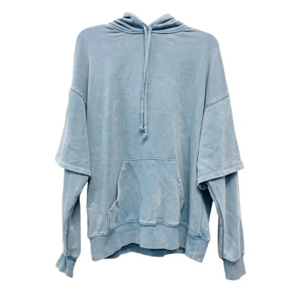 Wild Fable Women's Layered Sleeve Hooded Sweatshirt Blue Size XL - Picture 2 of 6